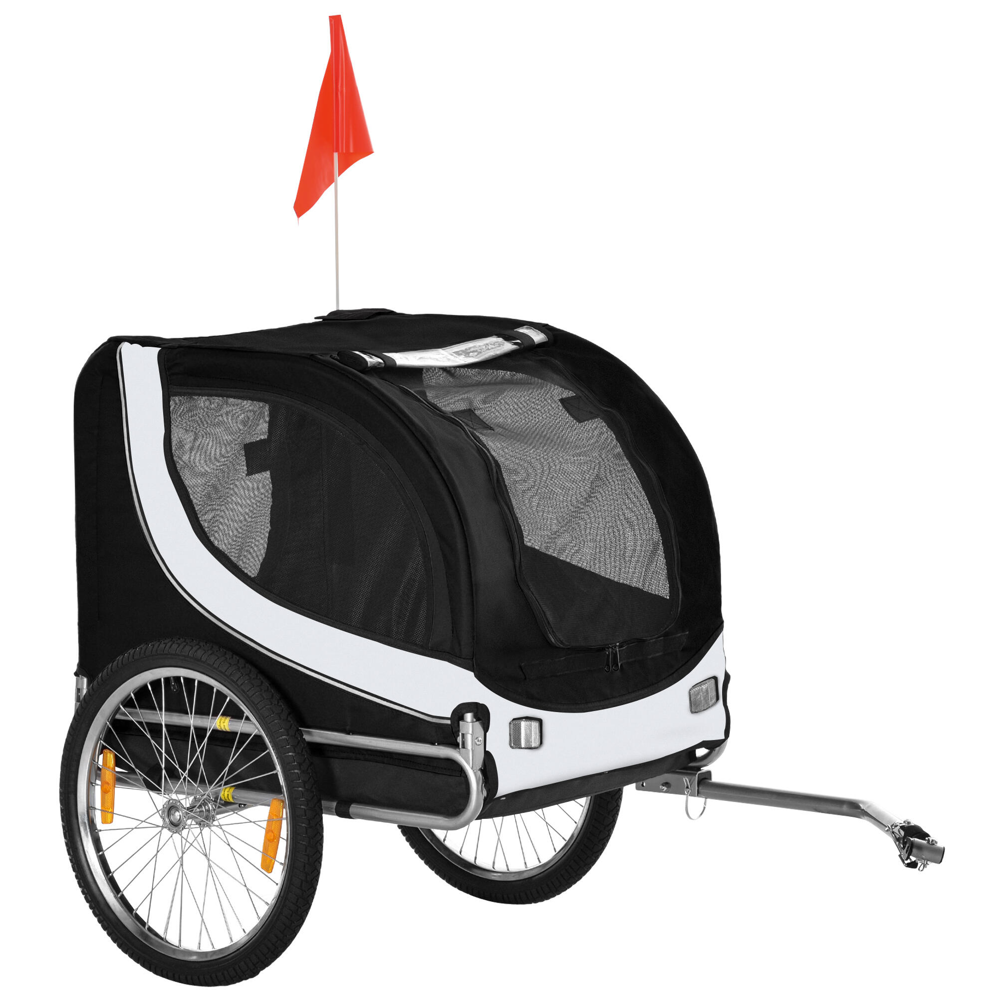 PAWHUT PawHut Rimorchio Bici per Cani Taglia Media con Finestre Laterali e Bandierina