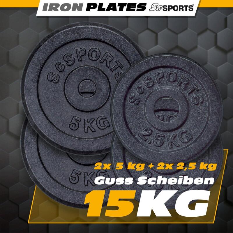 Set de discuri de greutate 15 KG 30 si 31 mm fonta