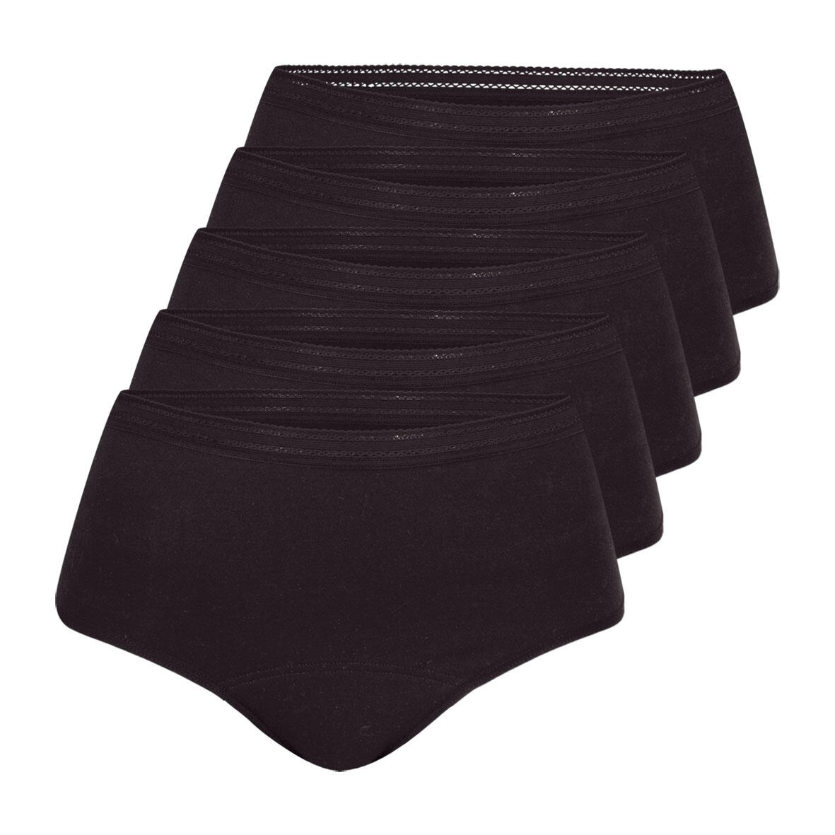 Athena - Lot De 5 Culottes Menstruelles Taille Haute Femme - Culotte Shorty - Noir - 48 Xl - Decathlon