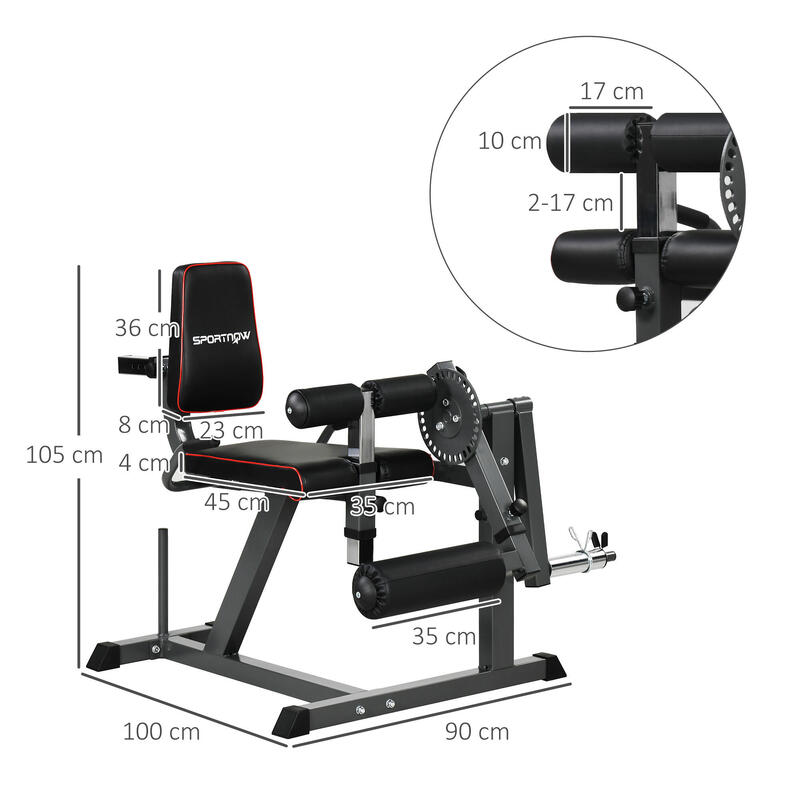 SPORTNOW Aparat Gambe, Spătar Perne Reglabile Spațiu Greutăți 100x90x105 cm