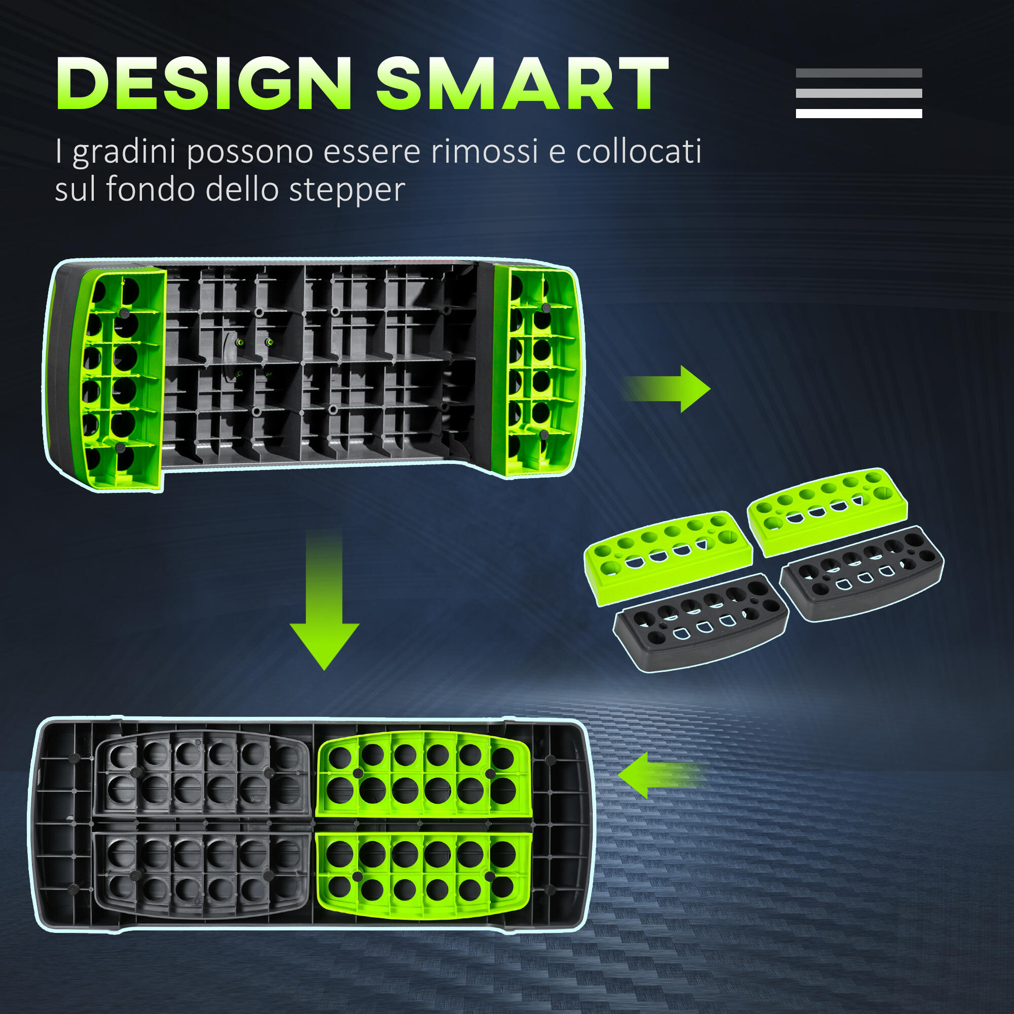 HOMCOM Step per Aerobica Regolabile su 3 Altezze in Plastica Verde e Grigio 4/7