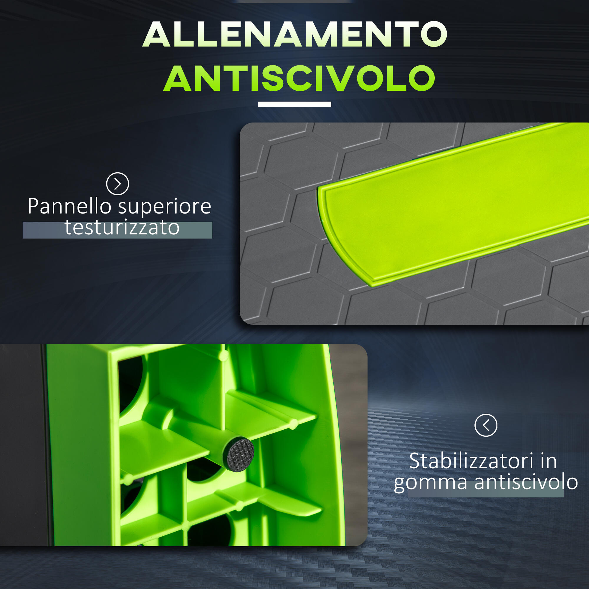 HOMCOM Step per Aerobica Regolabile su 3 Altezze in Plastica Verde e Grigio 6/7