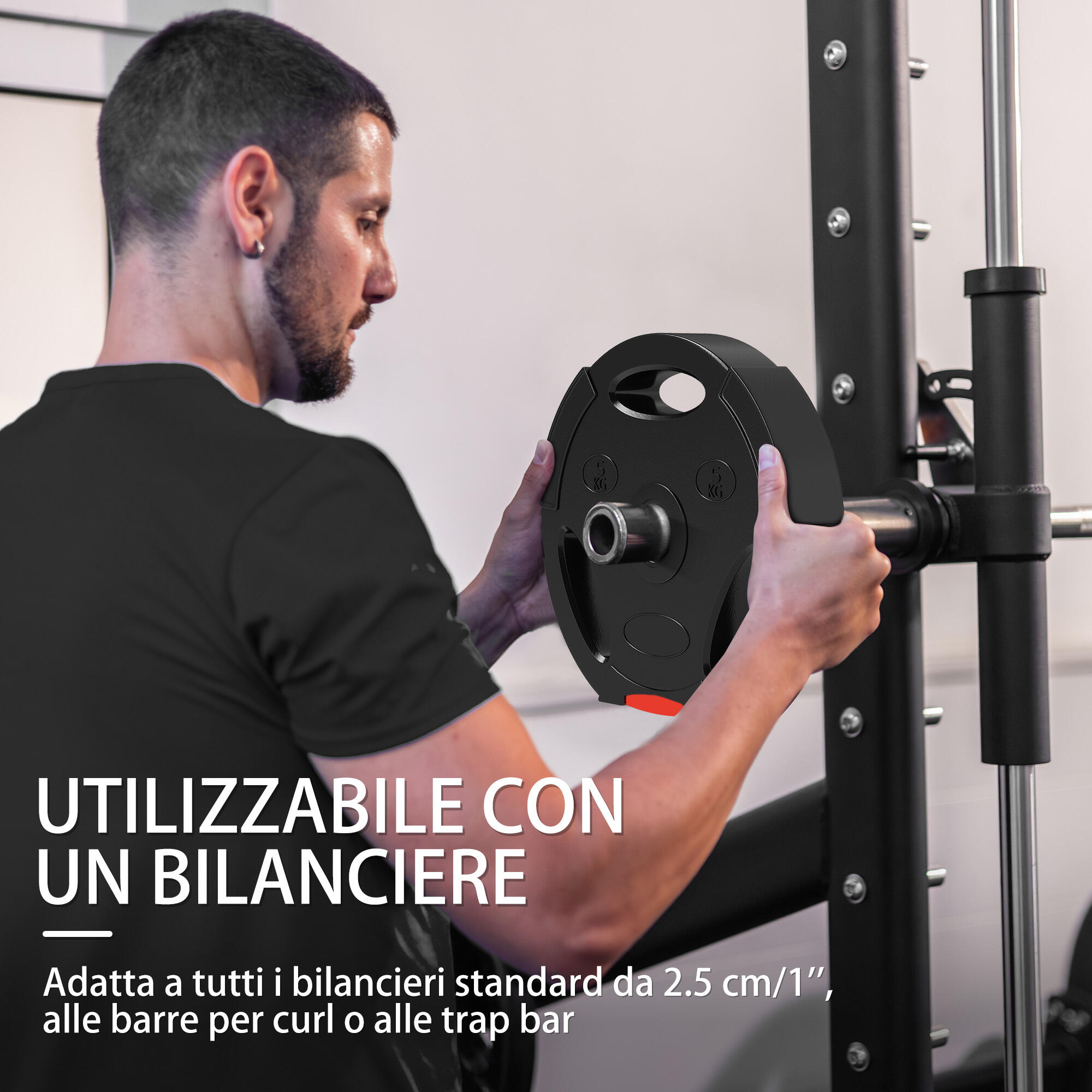 SPORTNOW Kit Pesi con 2 Dischi da 10 kg e 2 Dischi da 5 kg con 3 Fori Nero 5/7