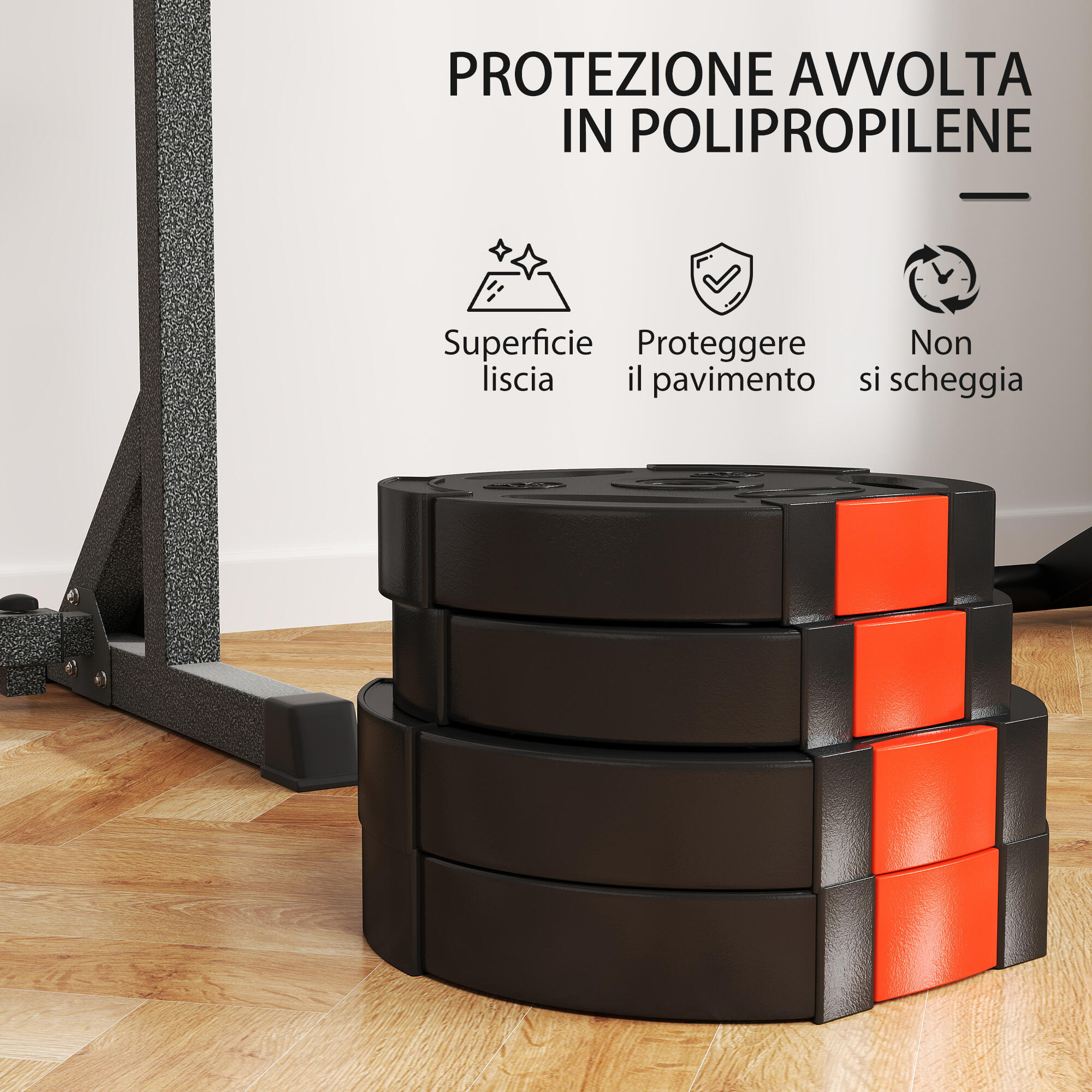 SPORTNOW Kit Pesi con 2 Dischi da 10 kg e 2 Dischi da 5 kg con 3 Fori Nero 6/7