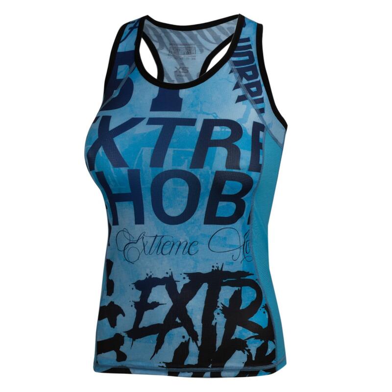 Tank Top fitness damski EXTREME HOBBY LETTERS BLACK techniczny