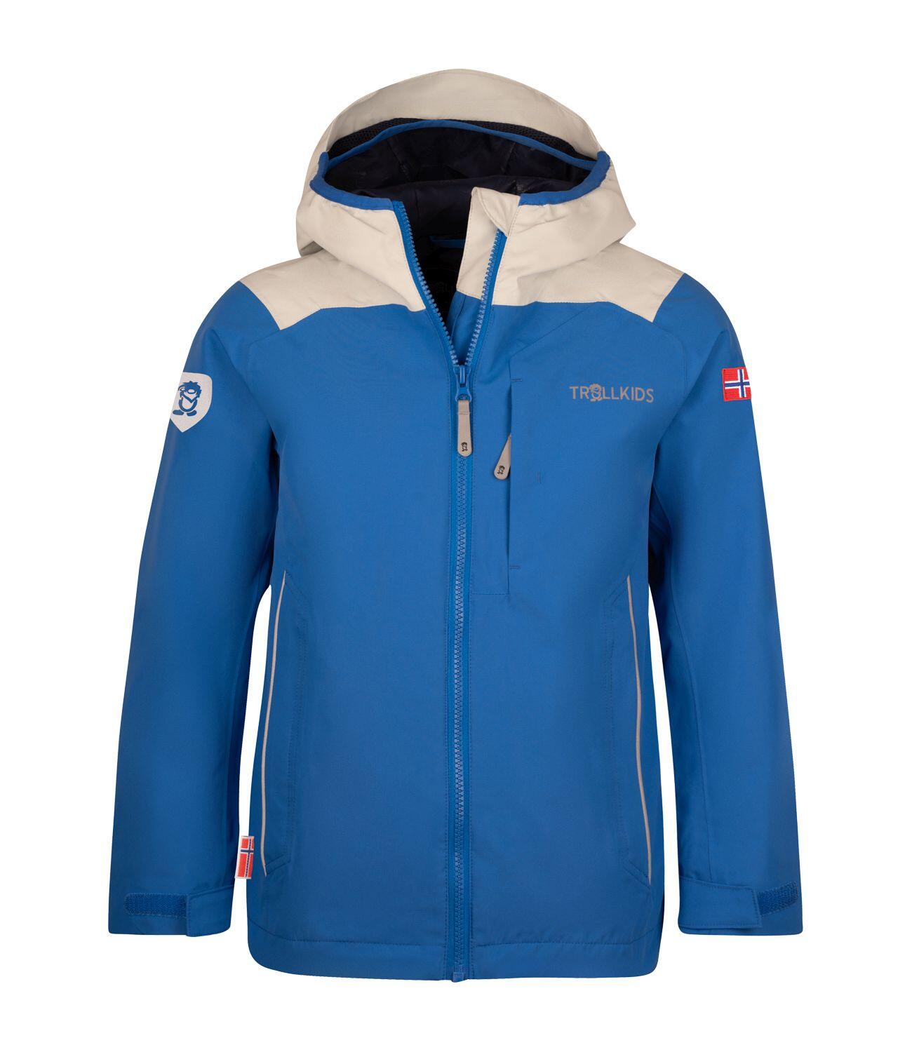 TROLLKIDS Kinder Regenjacke Bergen Leuchtendes Blau/wolkig grau
