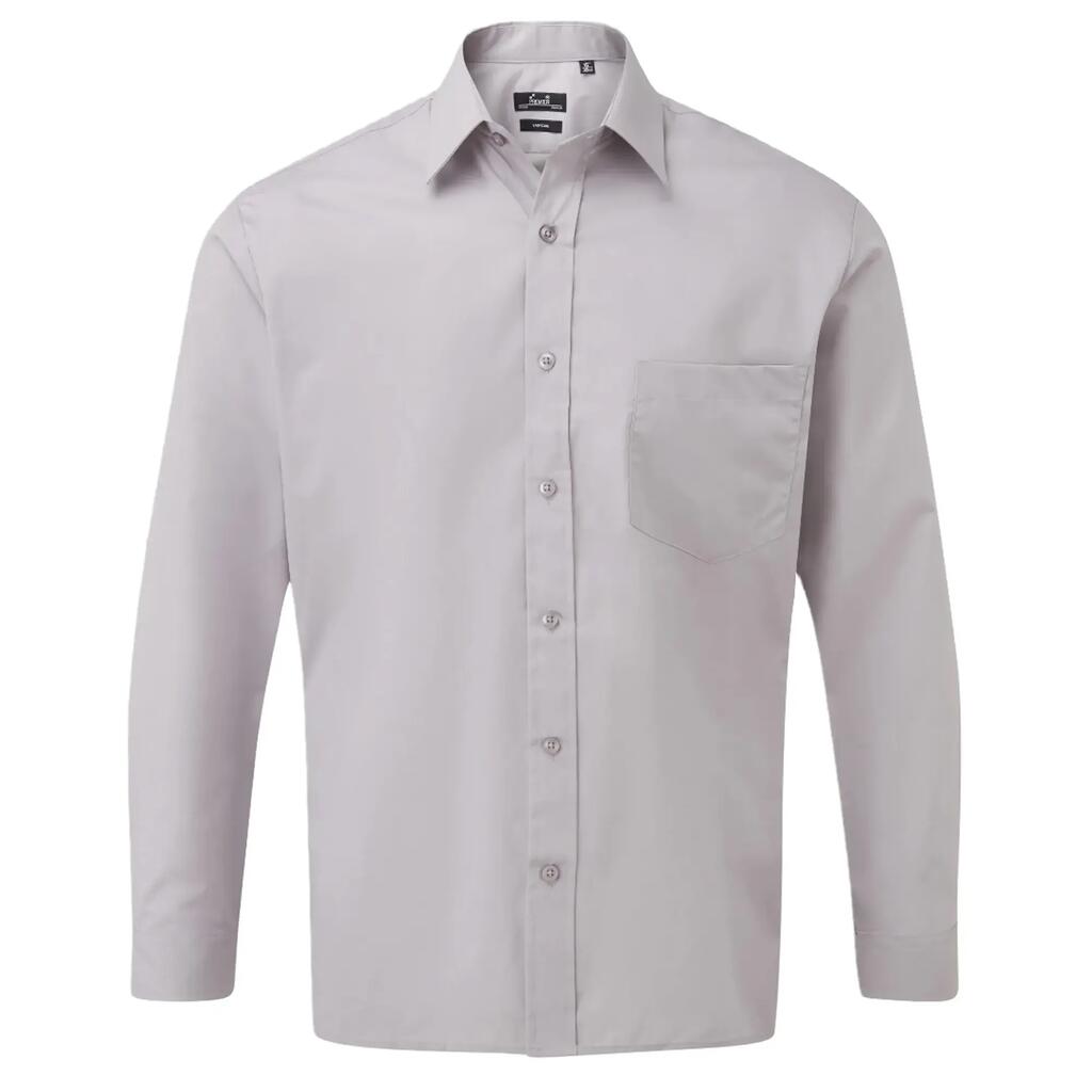 Mens Poplin LongSleeved Shirt (Silver)
