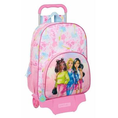 Schoolrugzak met wielen barbie painterly roze