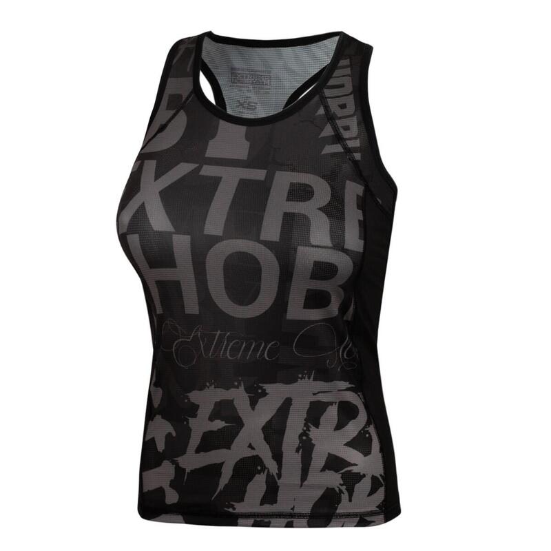 Tank Top fitness damski EXTREME HOBBY LETTERS BLACK techniczny