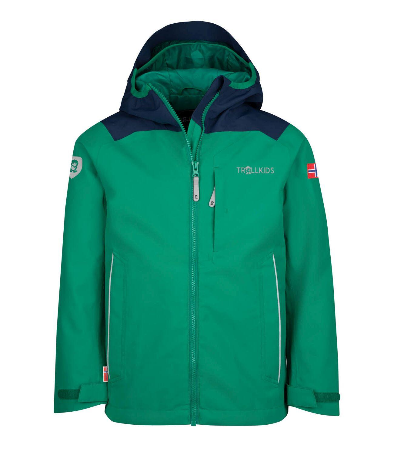 TROLLKIDS Kinder Regenjacke Bergen Pfeffergrün/Marineblau