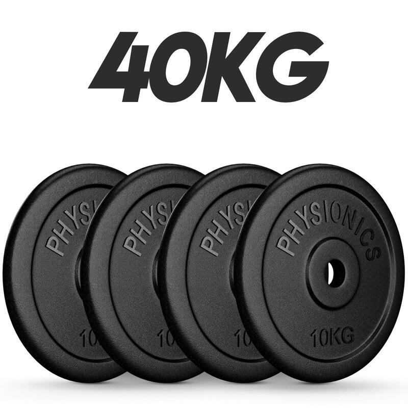 Set de discuri de greutate din fonta 4 x 10 kg negru