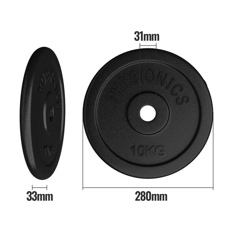 Set de discuri de greutate din fonta 4 x 10 kg negru