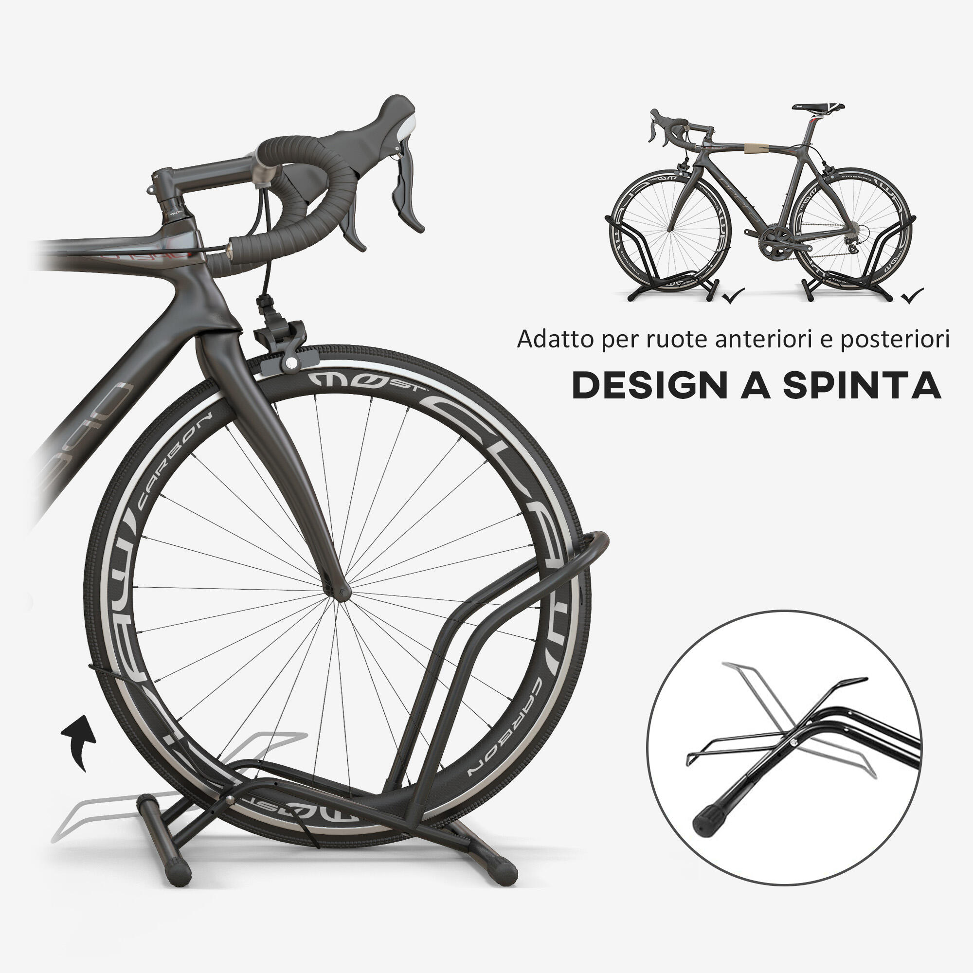 SPORTNOW Cavalletto Portabici 59x41x38 cm in Acciaio Nero 4/7