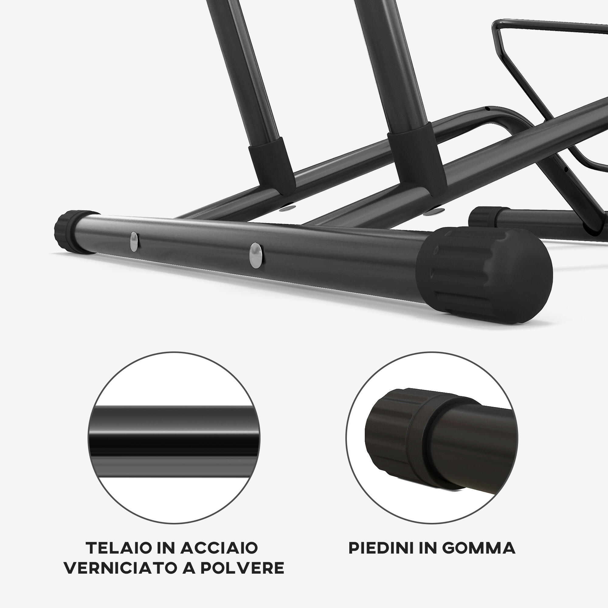 SPORTNOW Cavalletto Portabici 59x41x38 cm in Acciaio Nero 6/7
