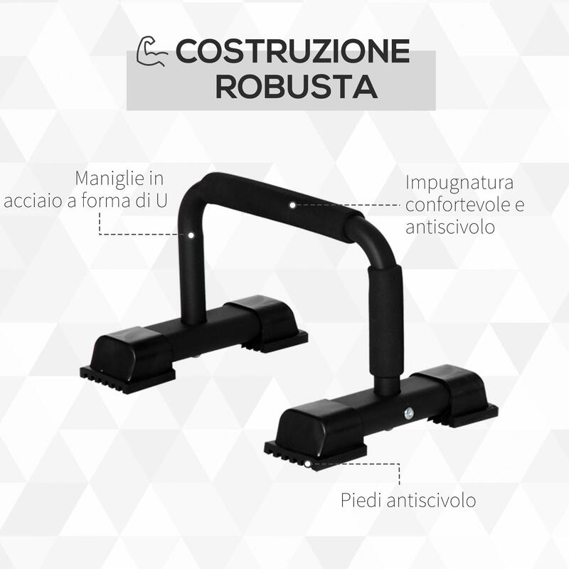 HOMCOM Set de 2 Bare Paralele din Oțel cu Mâner Anti-Alunecare Negru
