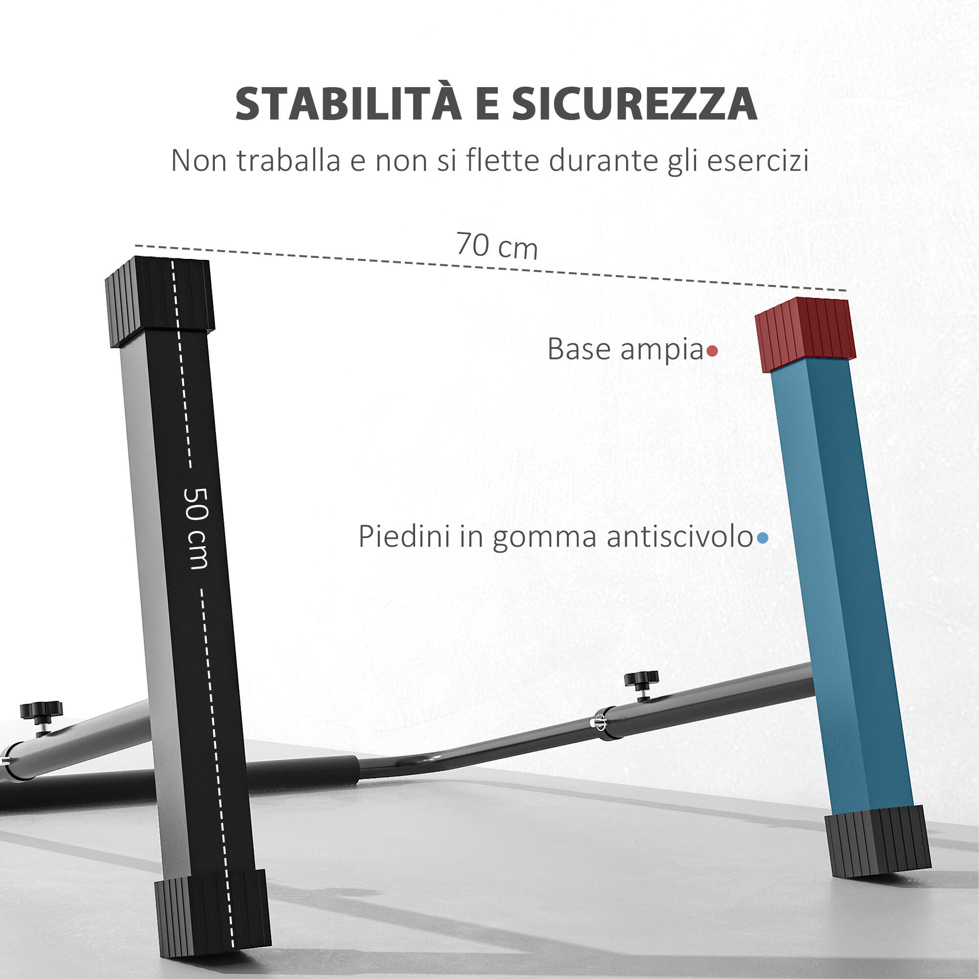 SPORTNOW Set 2 Barre per Dip ad Altezza Regolabile in Acciaio Nero 5/8