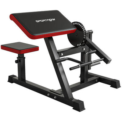SPORTNOW Panca Romana 2 in 1 per Curl e Tricipiti con 25 Regolazioni. Nero