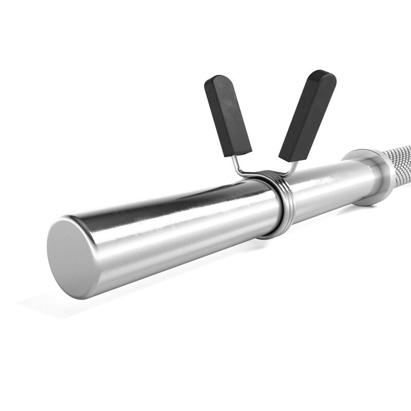 Bara de haltere de 180 cm 30mm pana la 120 kg otel crom blocare cu arc