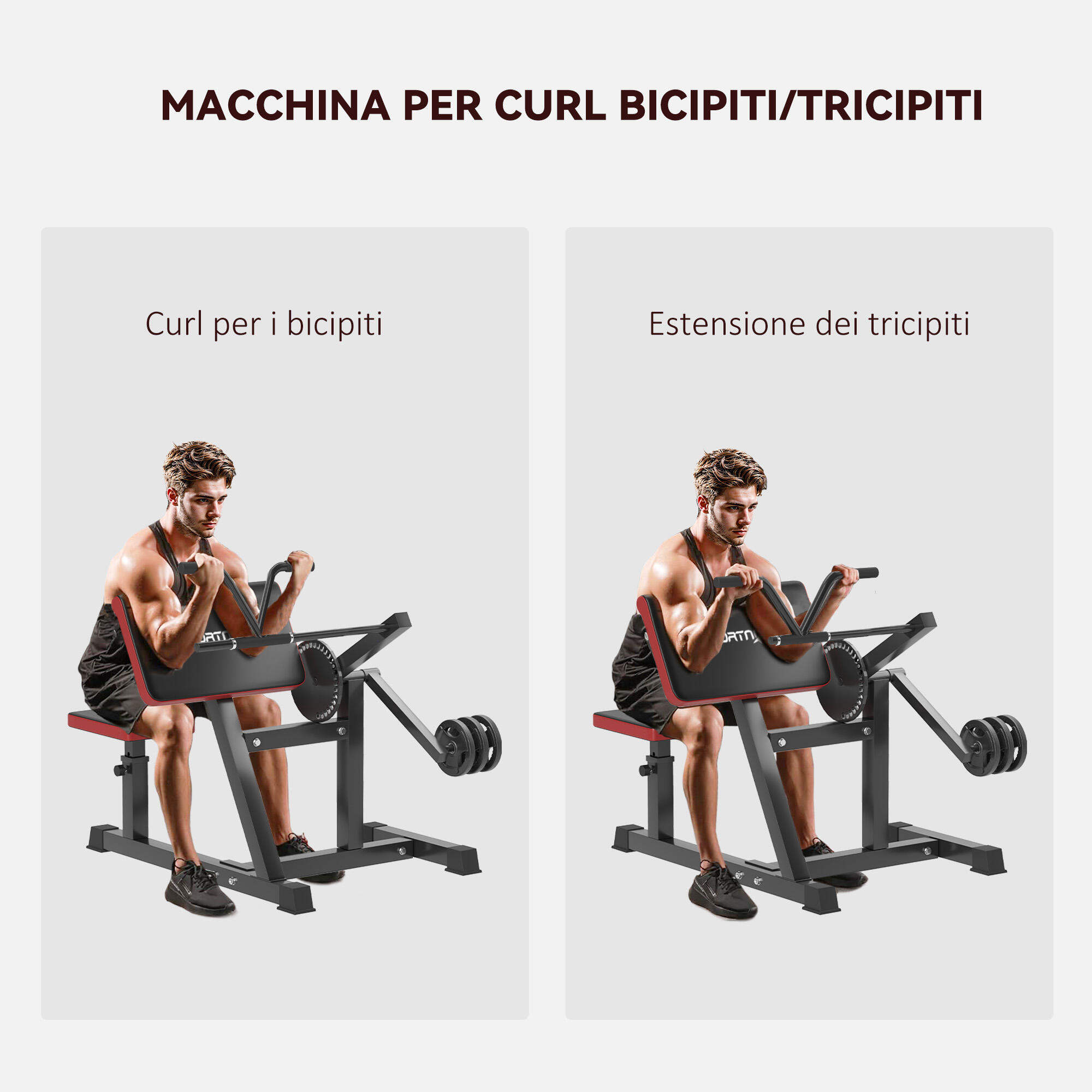 SPORTNOW Panca Romana 2 in 1 per Curl e Tricipiti con 25 Regolazioni, Nero 4/7
