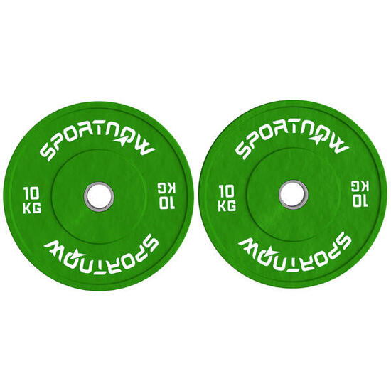 SPORTNOW Set 2 Dischi Pesi 10kg in Gomma Foro 5cm per Manubri e Bilancieri Verde