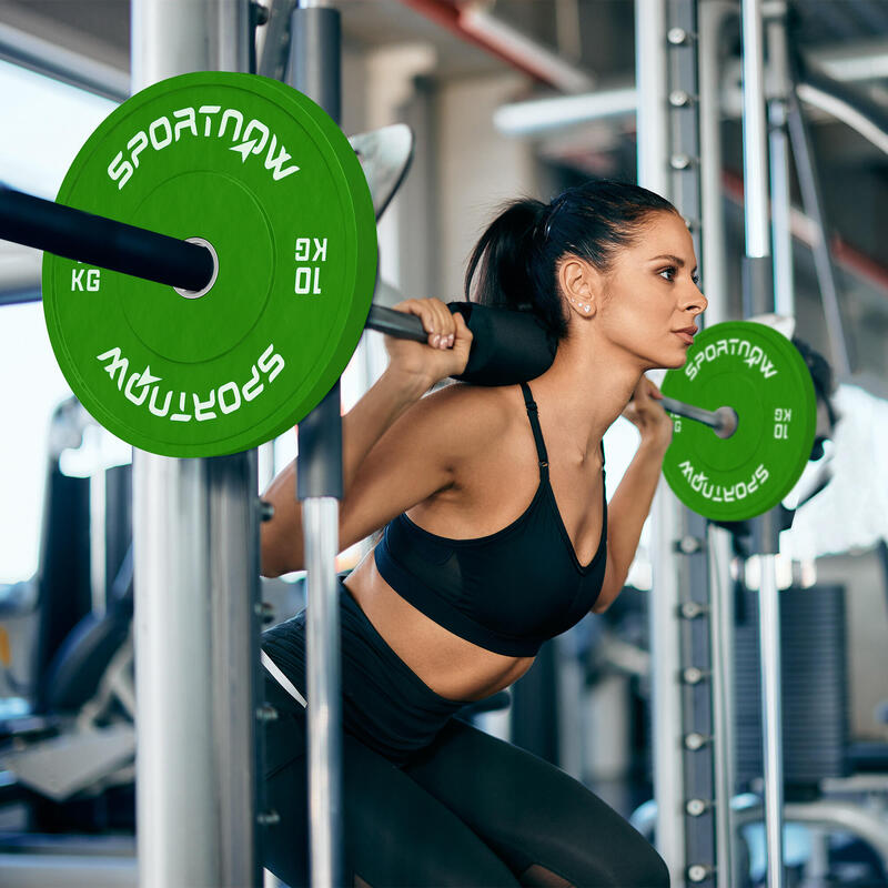 SPORTNOW Set 2 Discuri Cauciuc Greutate 10 kg Gaura 5 cm pentru Gantere, Haltere