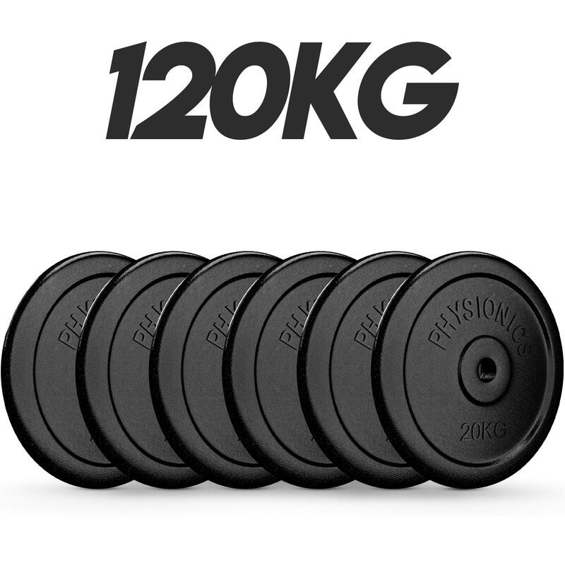 Set de discuri de greutate din fonta 6 x 20 kg 30 si 31 mm