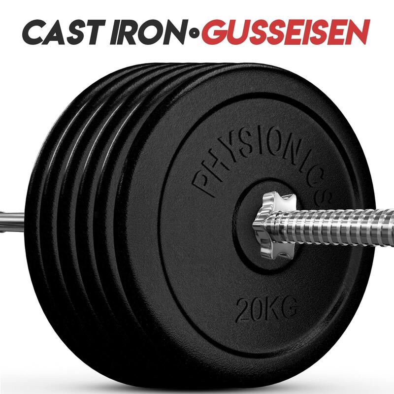 Set de discuri de greutate din fonta 6 x 20 kg 30 si 31 mm