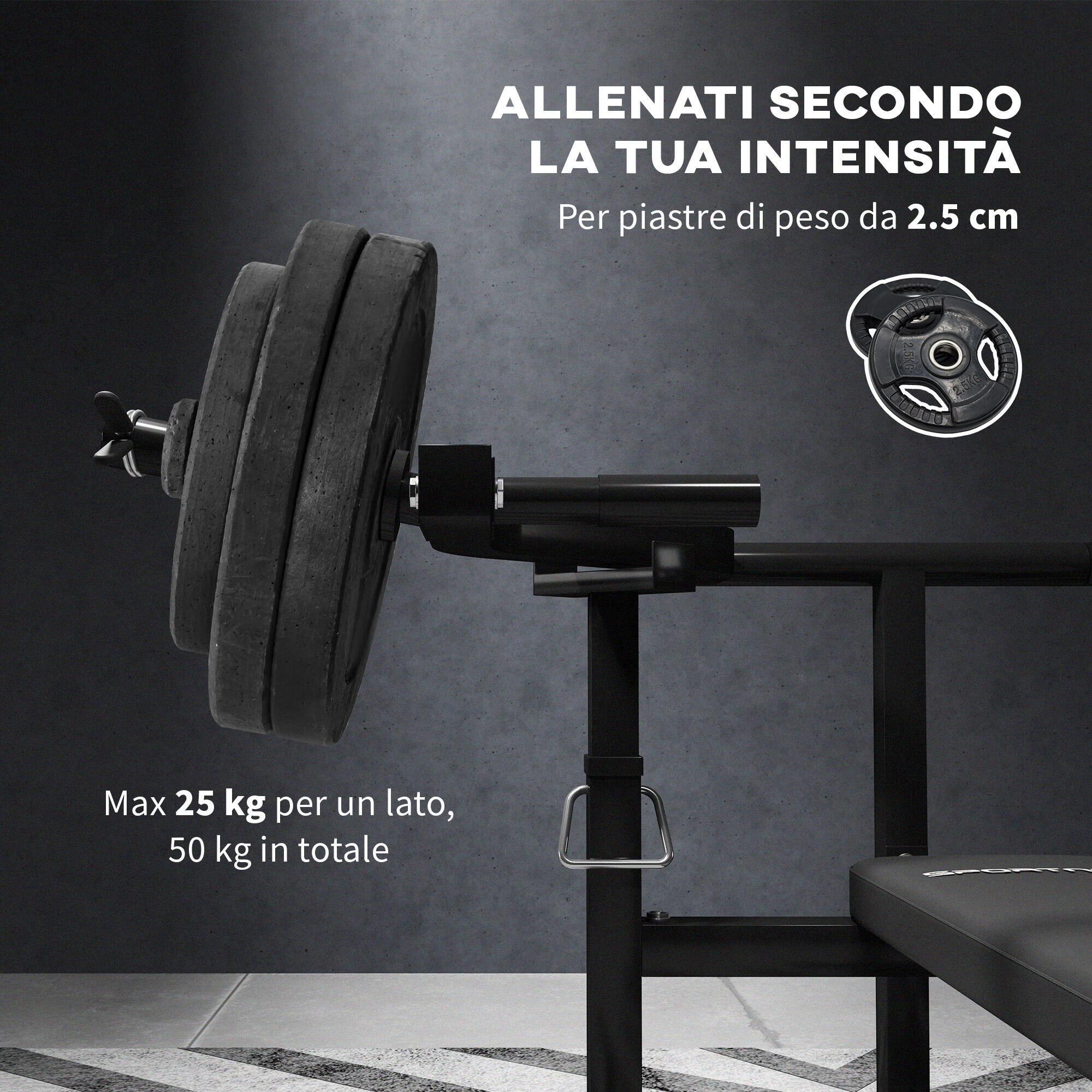 SPORTNOW Macchina Pettorali ad Altezza Regolabile in Acciaio Nero 6/8