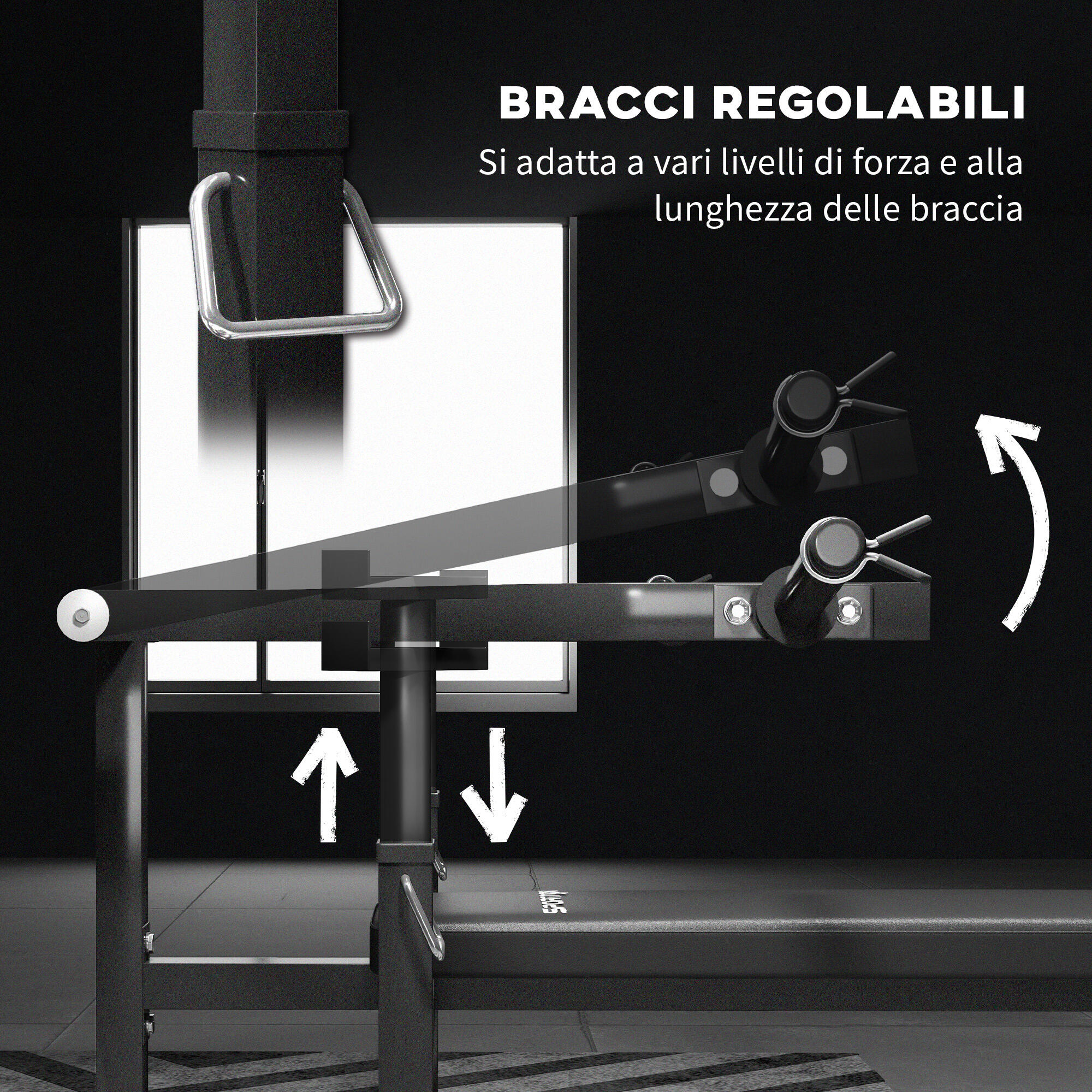 SPORTNOW Macchina Pettorali ad Altezza Regolabile in Acciaio Nero 5/8