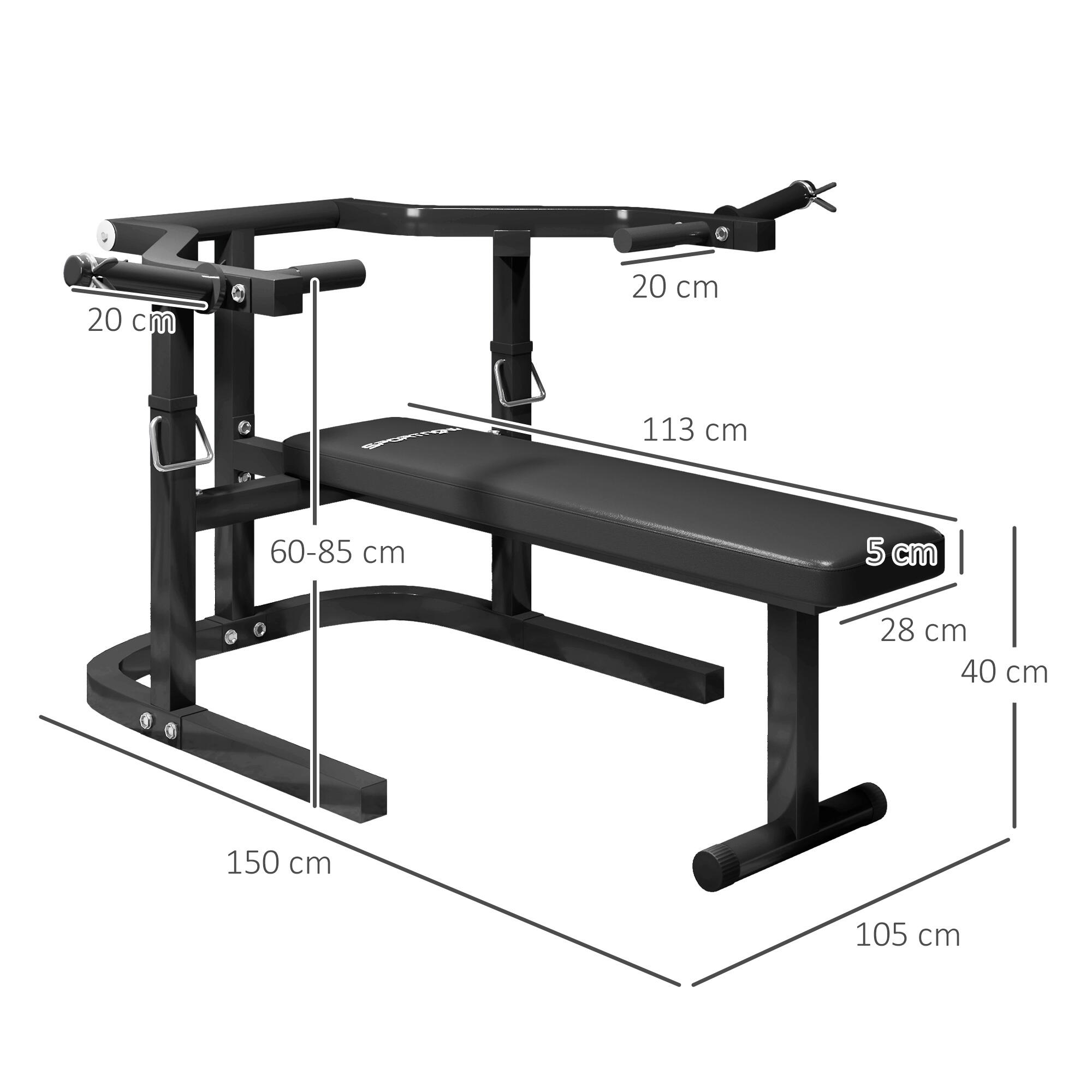 SPORTNOW Macchina Pettorali ad Altezza Regolabile in Acciaio Nero 3/8