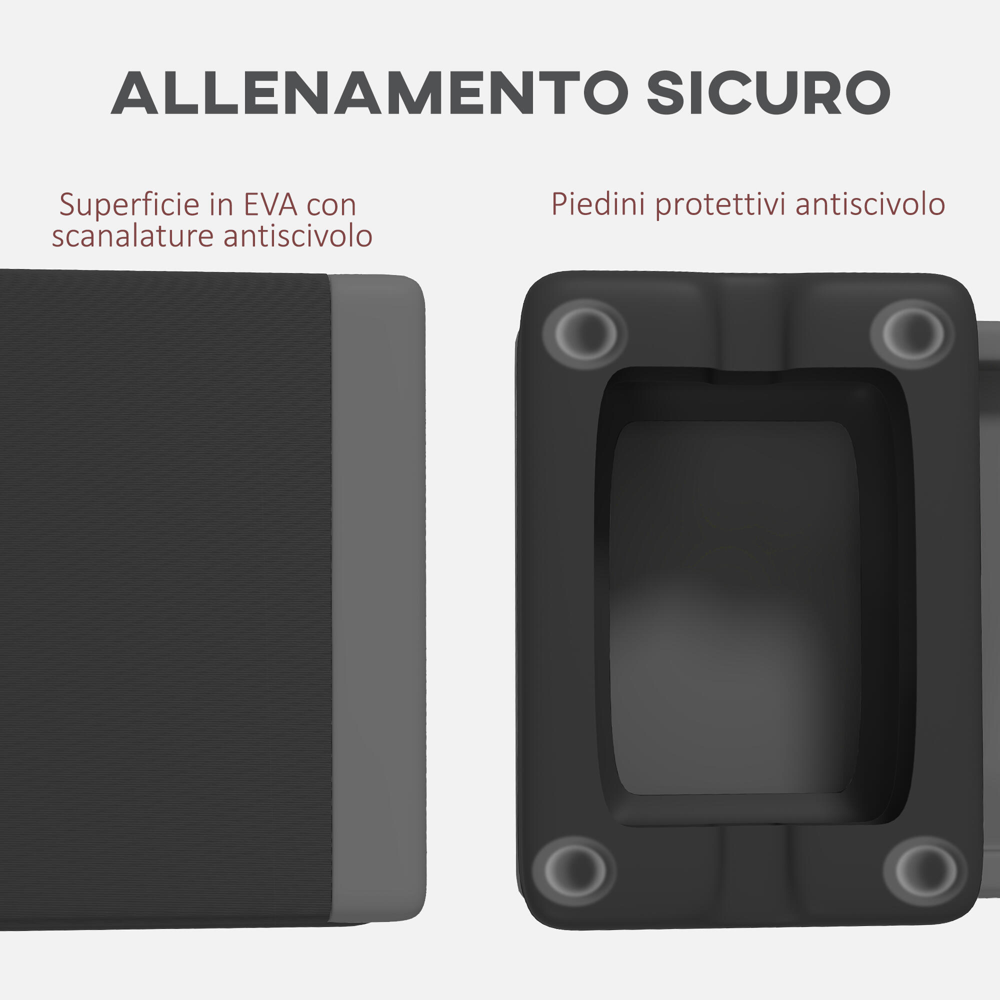 Stepper Fitness SPORTNOW Regolabile - 3 Altezze (10.5/15.5/20.5 Cm), Antiscivolo, Portata 250 Kg, Grigio - Foto 7