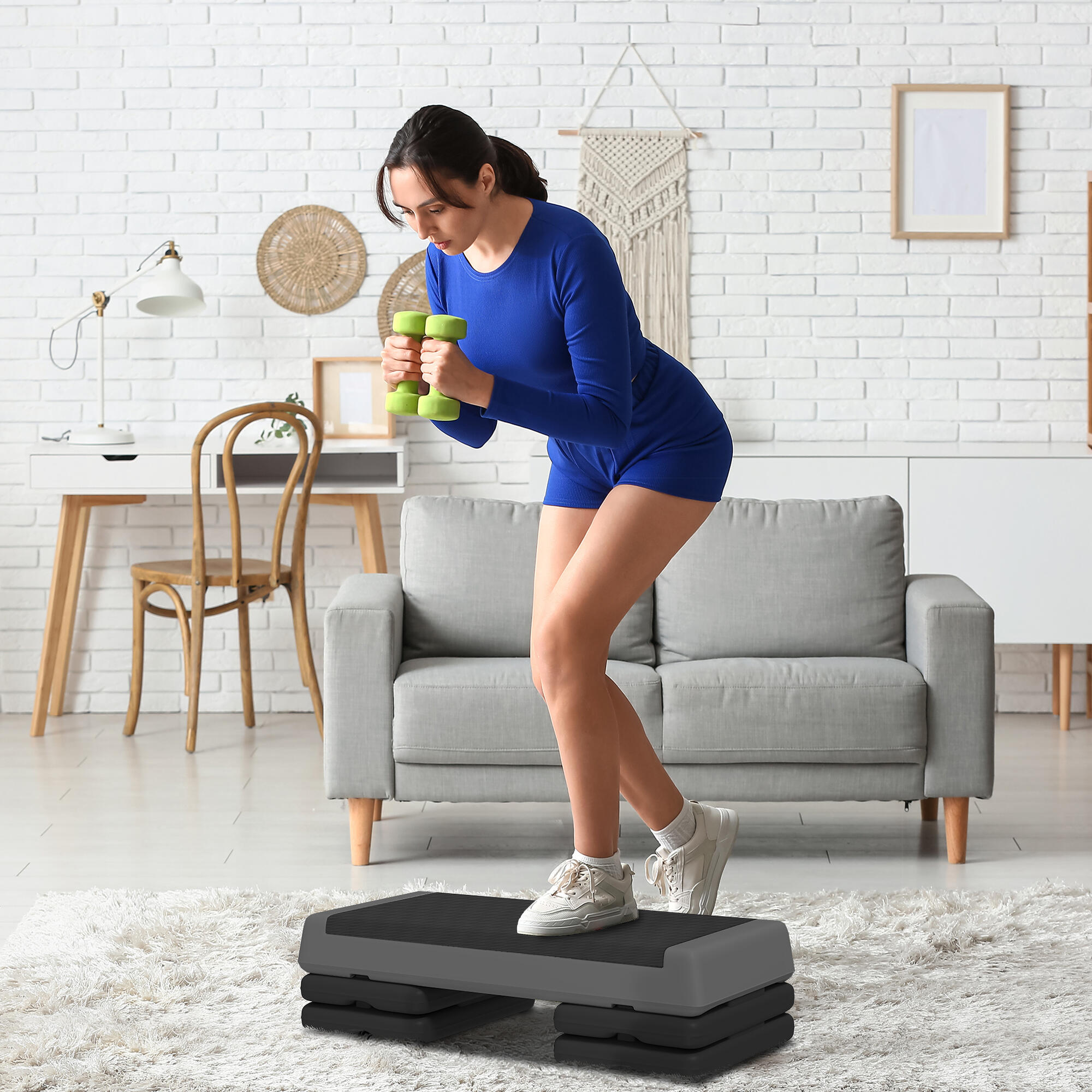 SPORTNOW Stepper Fitness Regolabile a 10.5/15.5/20.5 cm Antiscivolo Grigio 2/7