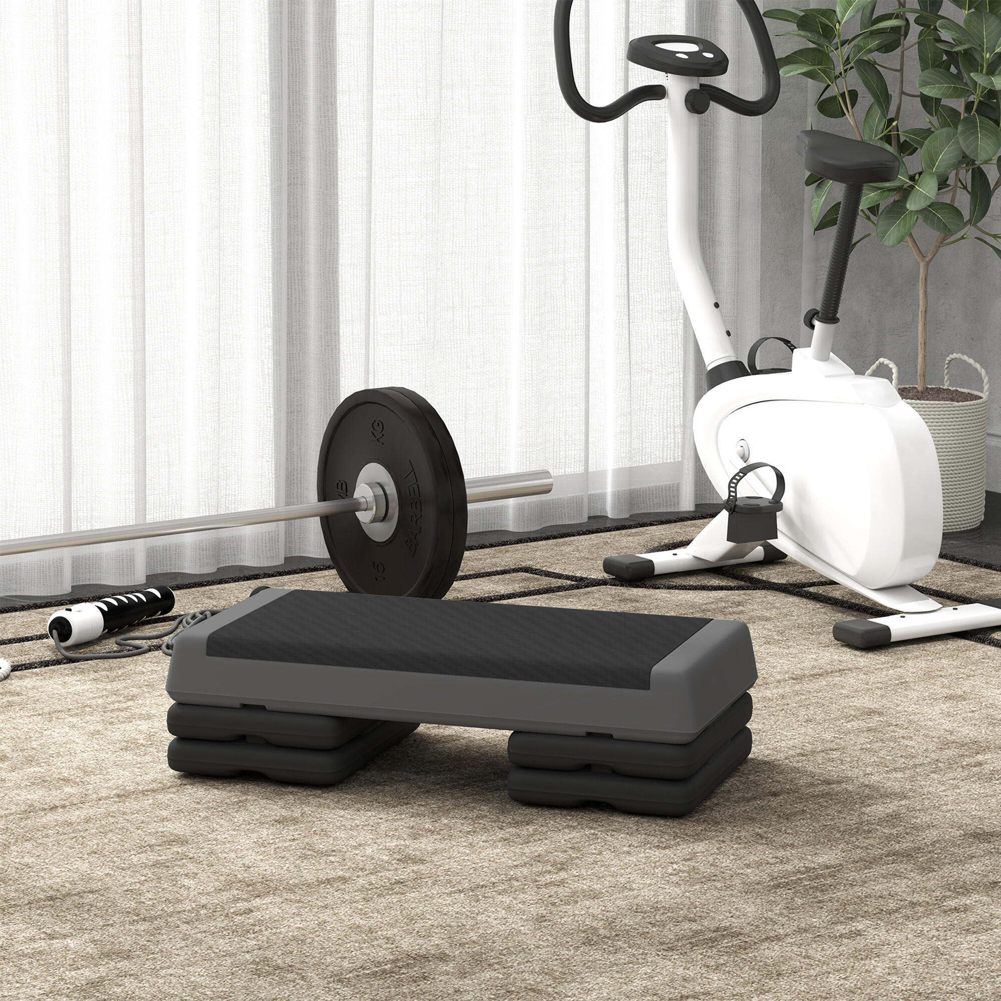 SPORTNOW Stepper Fitness Regolabile a 10.5/15.5/20.5 cm Antiscivolo Grigio 7/7