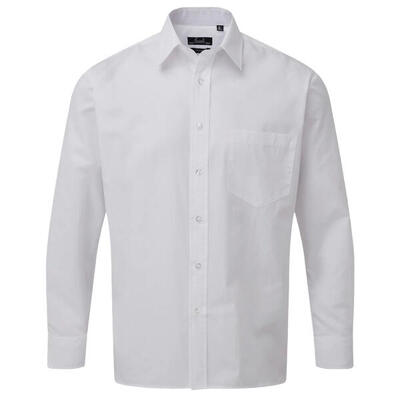 Heren popeline overhemd met lange mouwen (wit)