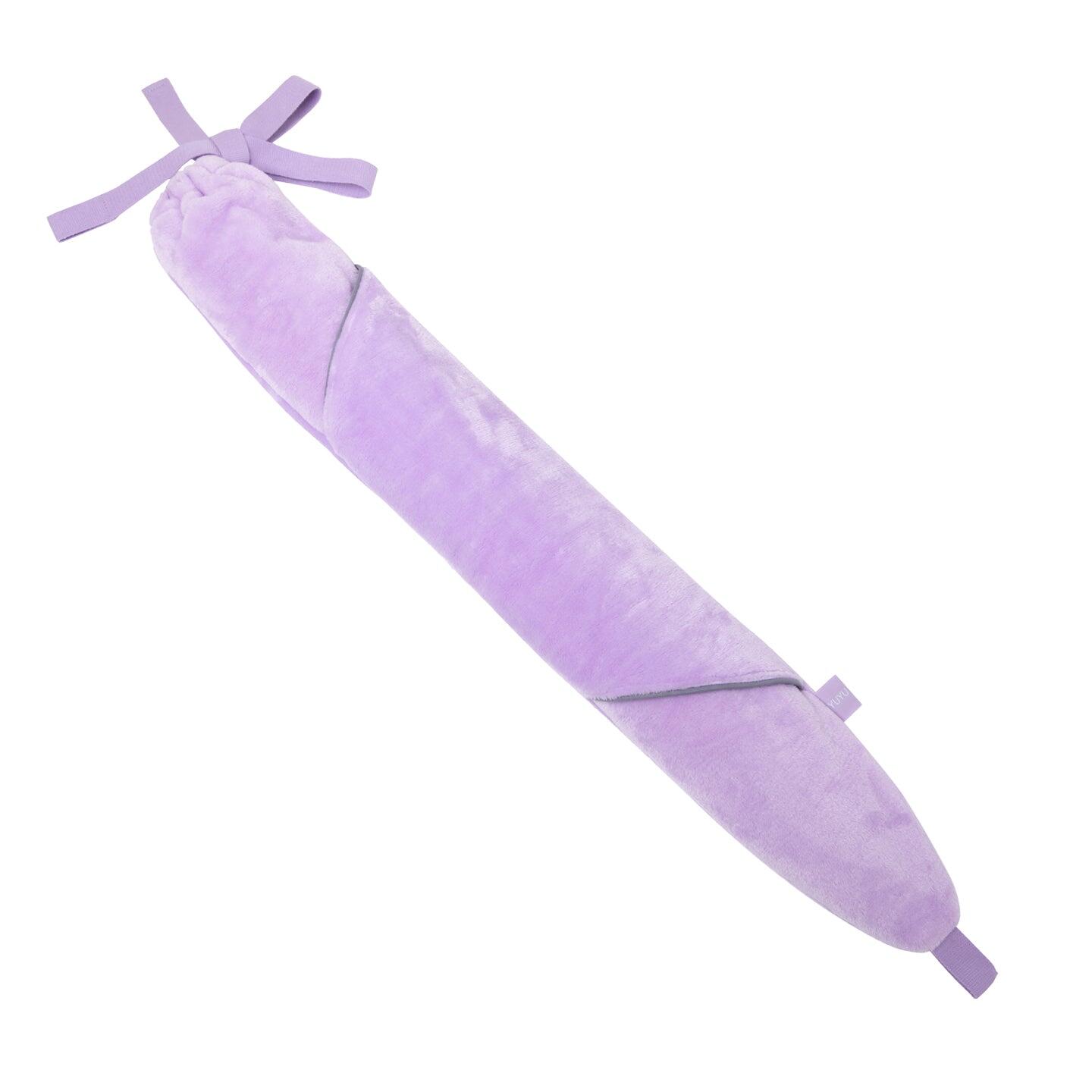 Long Hot Water Bottle with Luxury Fleece Pocketz Cover in Lilac 1/4