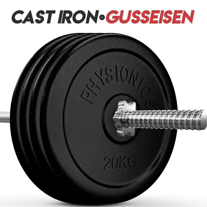 Set de discuri de greutate din fonta 4 x 20 kg 30 si 31 mm