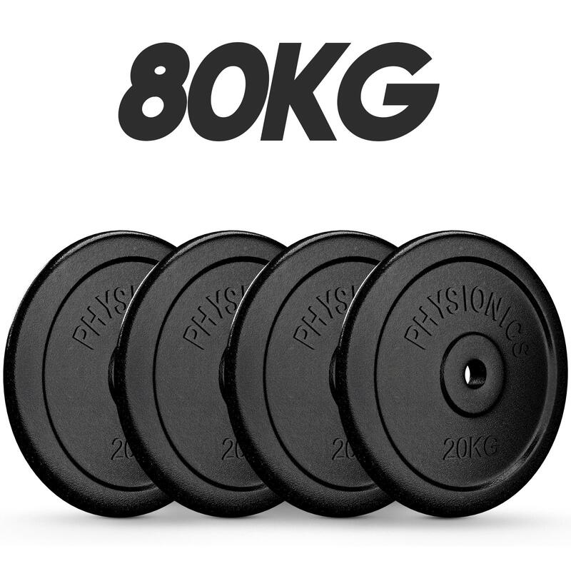 Set de discuri de greutate din fonta 4 x 20 kg 30 si 31 mm