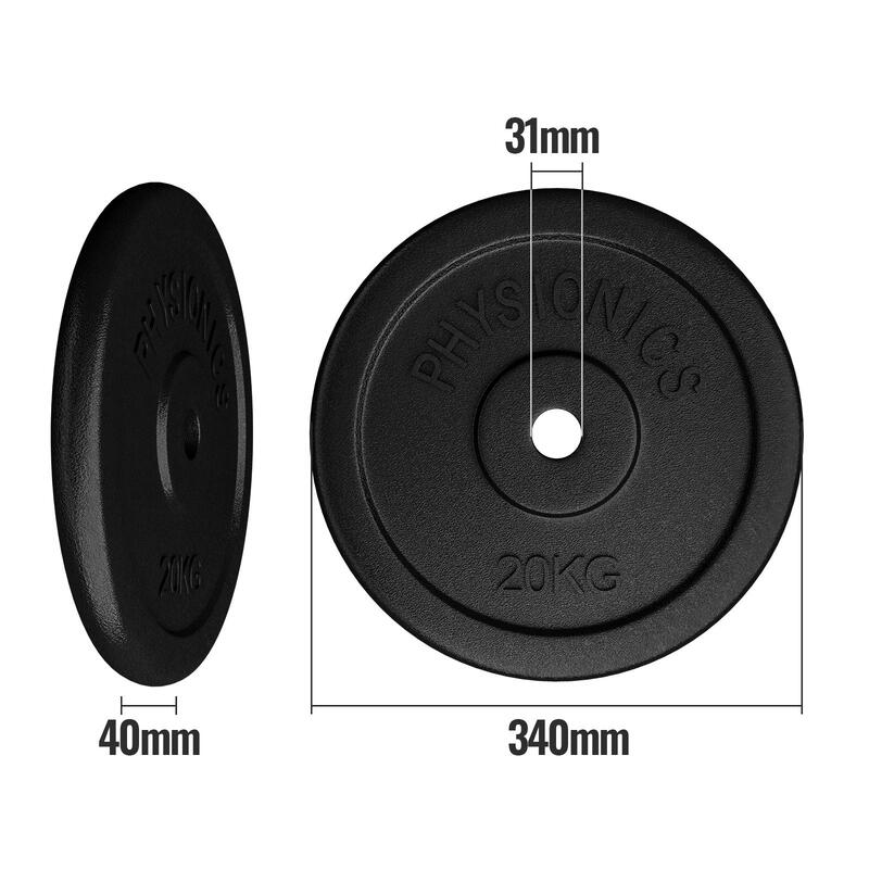Set de discuri de greutate din fonta 4 x 20 kg 30 si 31 mm