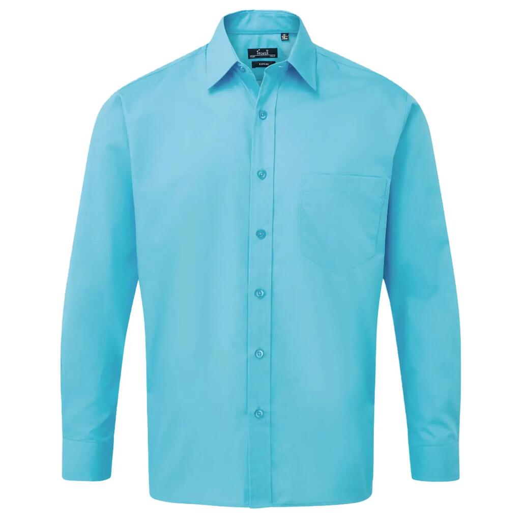 Mens Poplin LongSleeved Shirt (Turquoise)