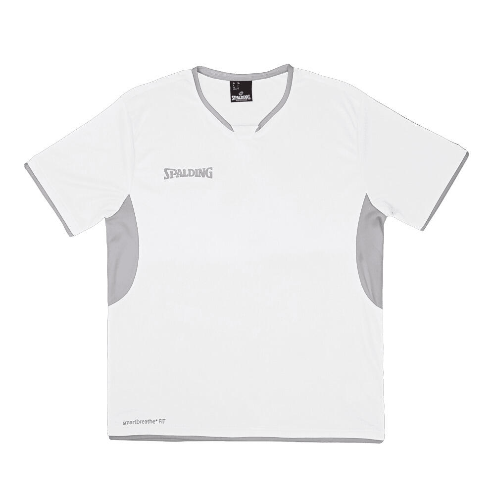 Spalding - Maillot Enfant Spalding Shooting - Maillot Manches Courtes - Blanc|gris -  6 À 8 Ans - Decathlon