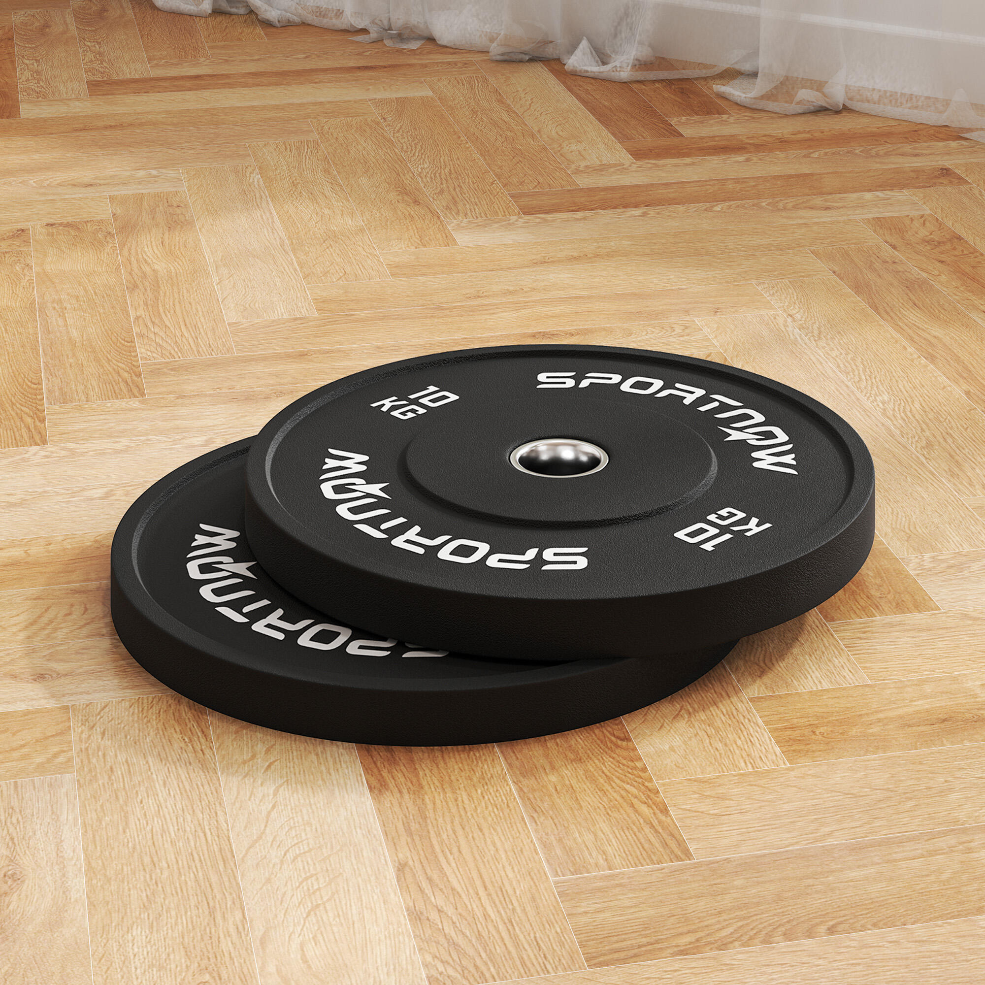 SPORTNOW Set 2 Dischi Pesi 10 kg in Gomma con Foro 5 cm per Manubri e Bilancieri 7/7