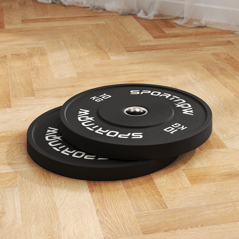 SPORTNOW Set 2 Discuri Cauciuc Greutate 10 kg Gaură 5 cm pentru Gantere,Haltere