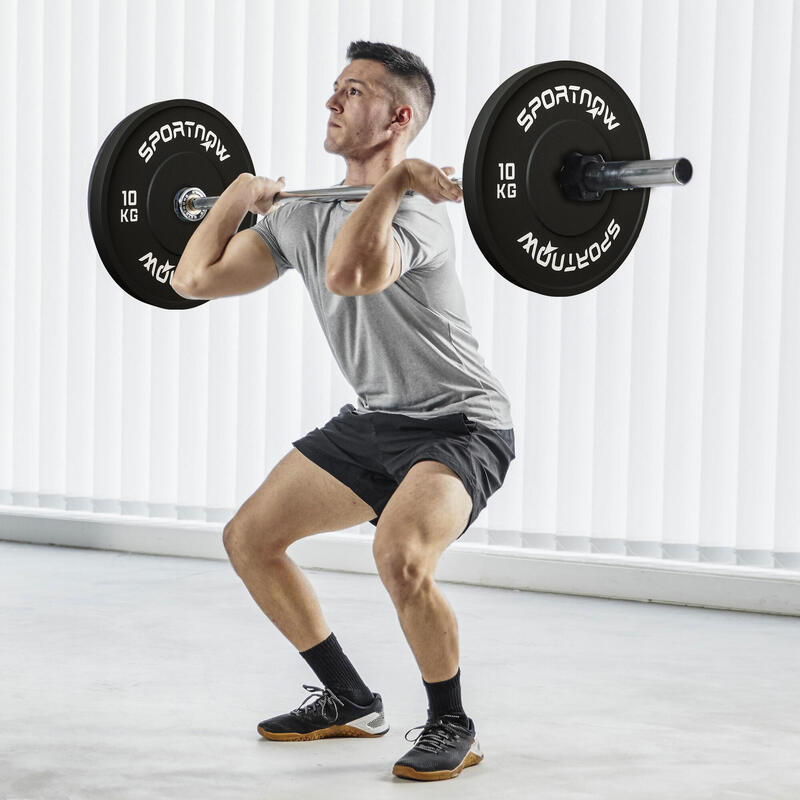 SPORTNOW Set 2 Discuri Cauciuc Greutate 10 kg Gaură 5 cm pentru Gantere,Haltere
