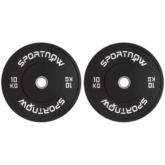 SPORTNOW Set 2 Dischi Pesi 10 kg in Gomma con Foro 5 cm per Manubri e Bilancieri