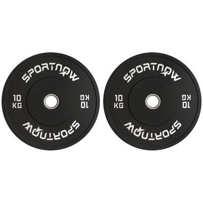 SPORTNOW Set 2 Dischi Pesi 10 kg in Gomma con Foro 5 cm per Manubri e Bilancieri