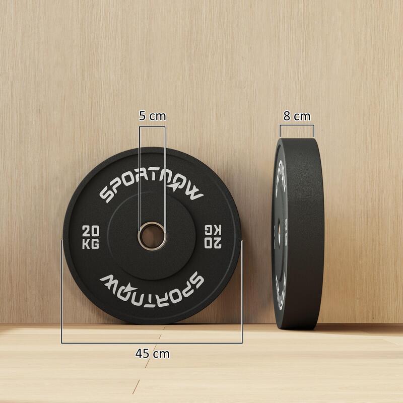 SPORTNOW Set 2 Discuri Cauciuc Greutate 20 kg