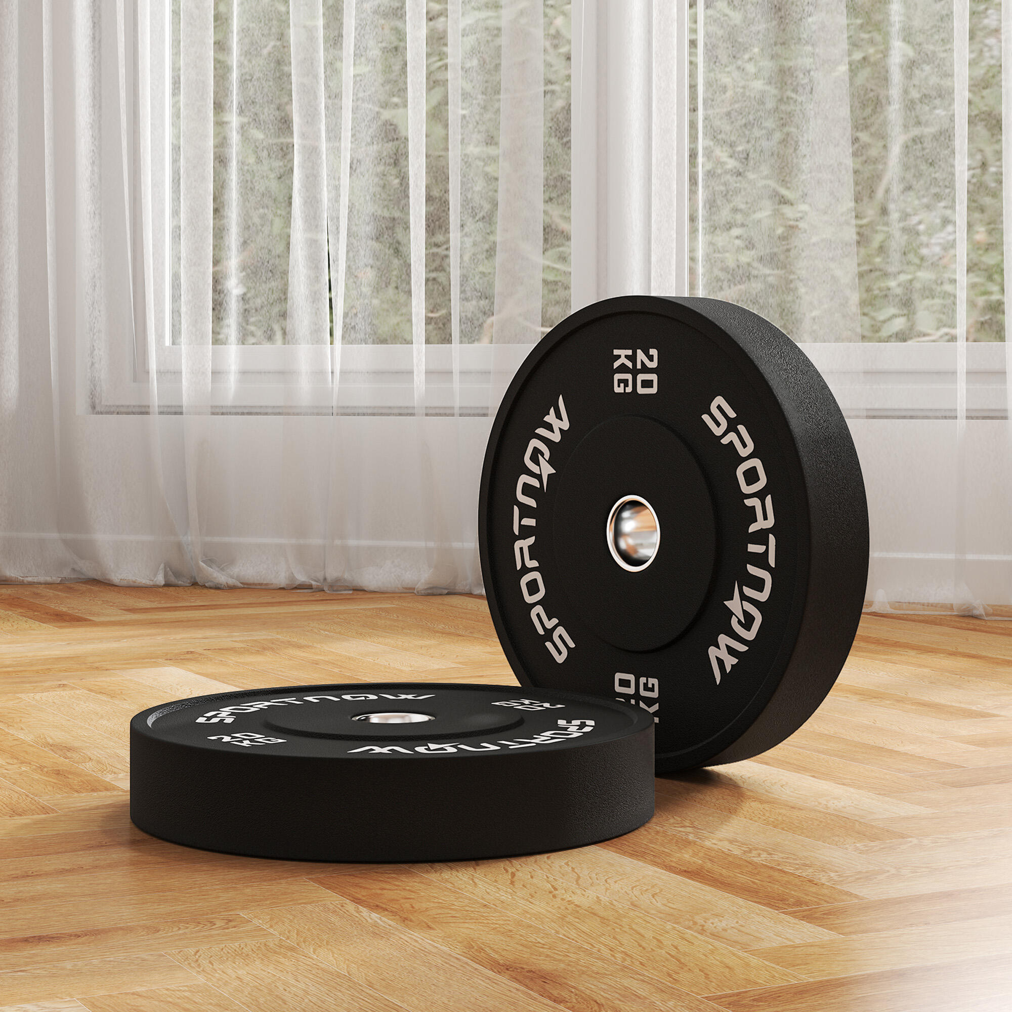 SPORTNOW Set 2 Dischi Pesi 20 kg in Gomma con Foro 5 cm per Manubri e Bilancieri 7/7