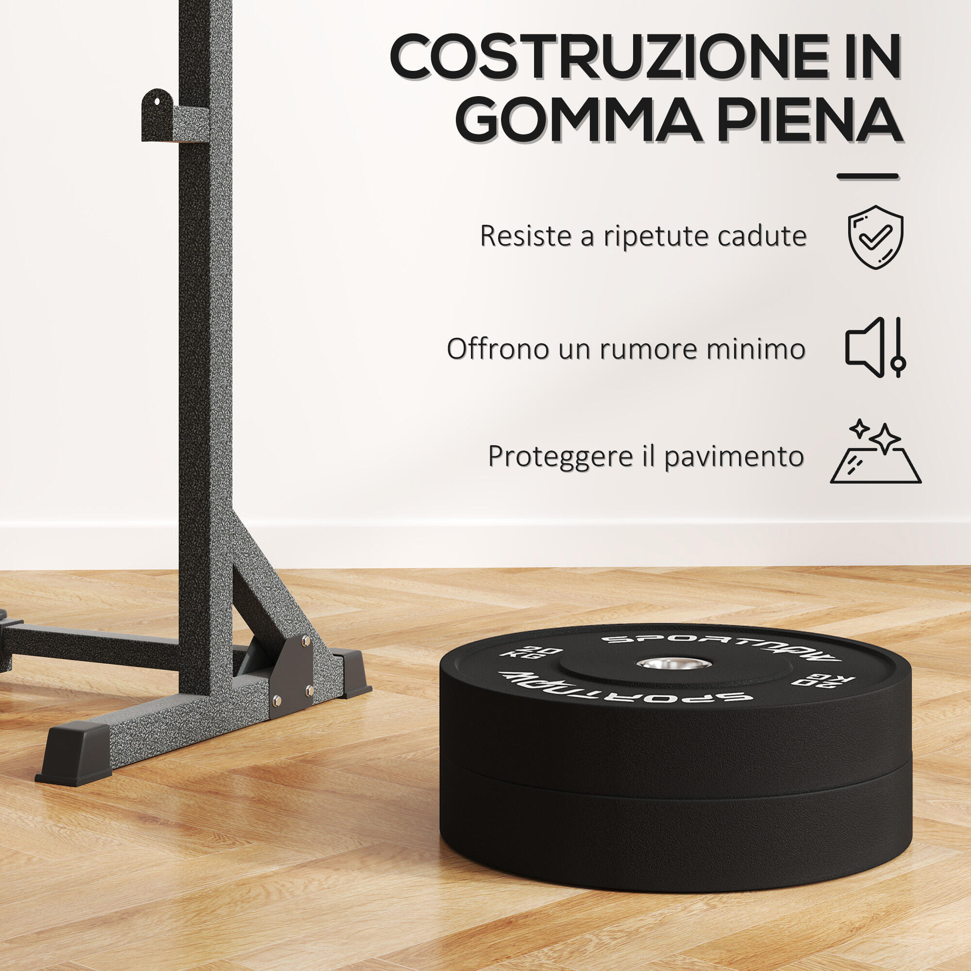 SPORTNOW Set 2 Dischi Pesi 20 kg in Gomma con Foro 5 cm per Manubri e Bilancieri 4/7