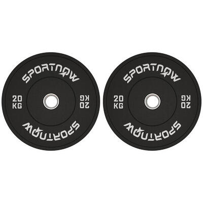 SPORTNOW Set 2 Dischi Pesi 20 kg in Gomma con Foro 5 cm per Manubri e Bilancieri