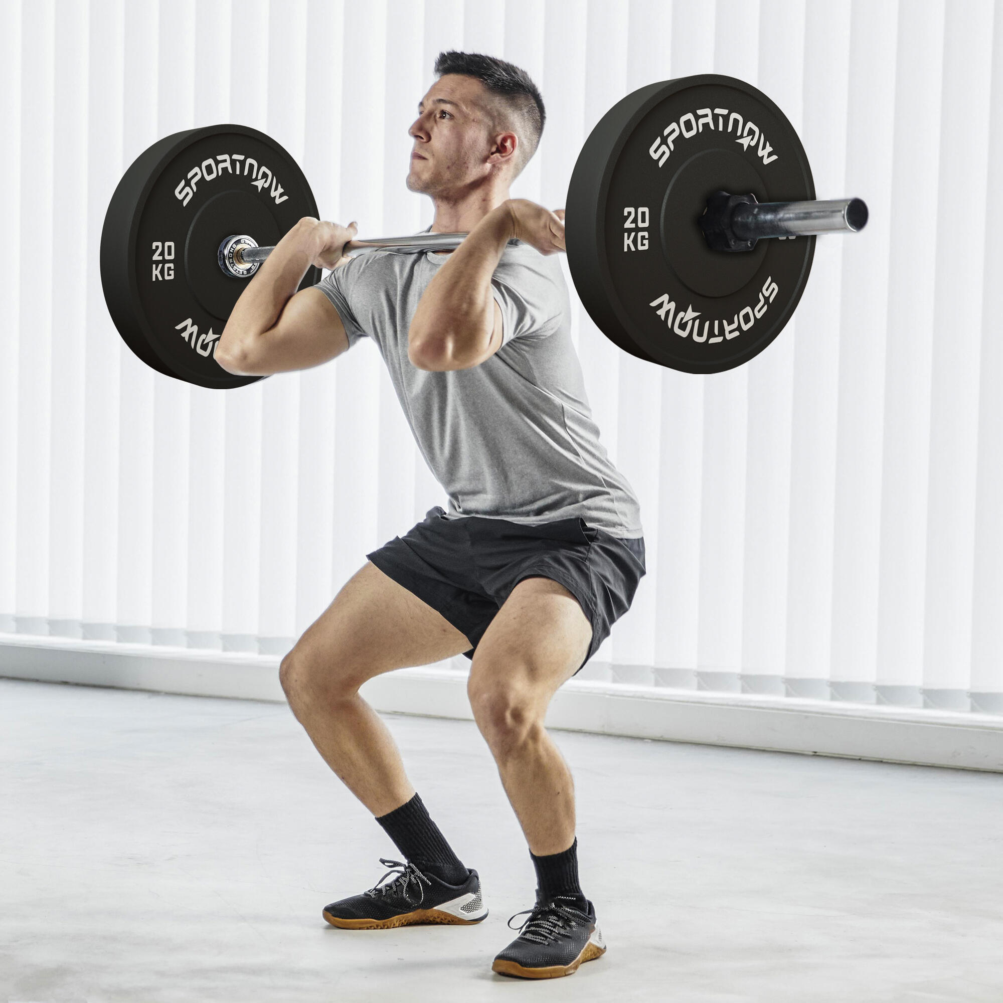 SPORTNOW Set 2 Dischi Pesi 20 kg in Gomma con Foro 5 cm per Manubri e Bilancieri 2/7